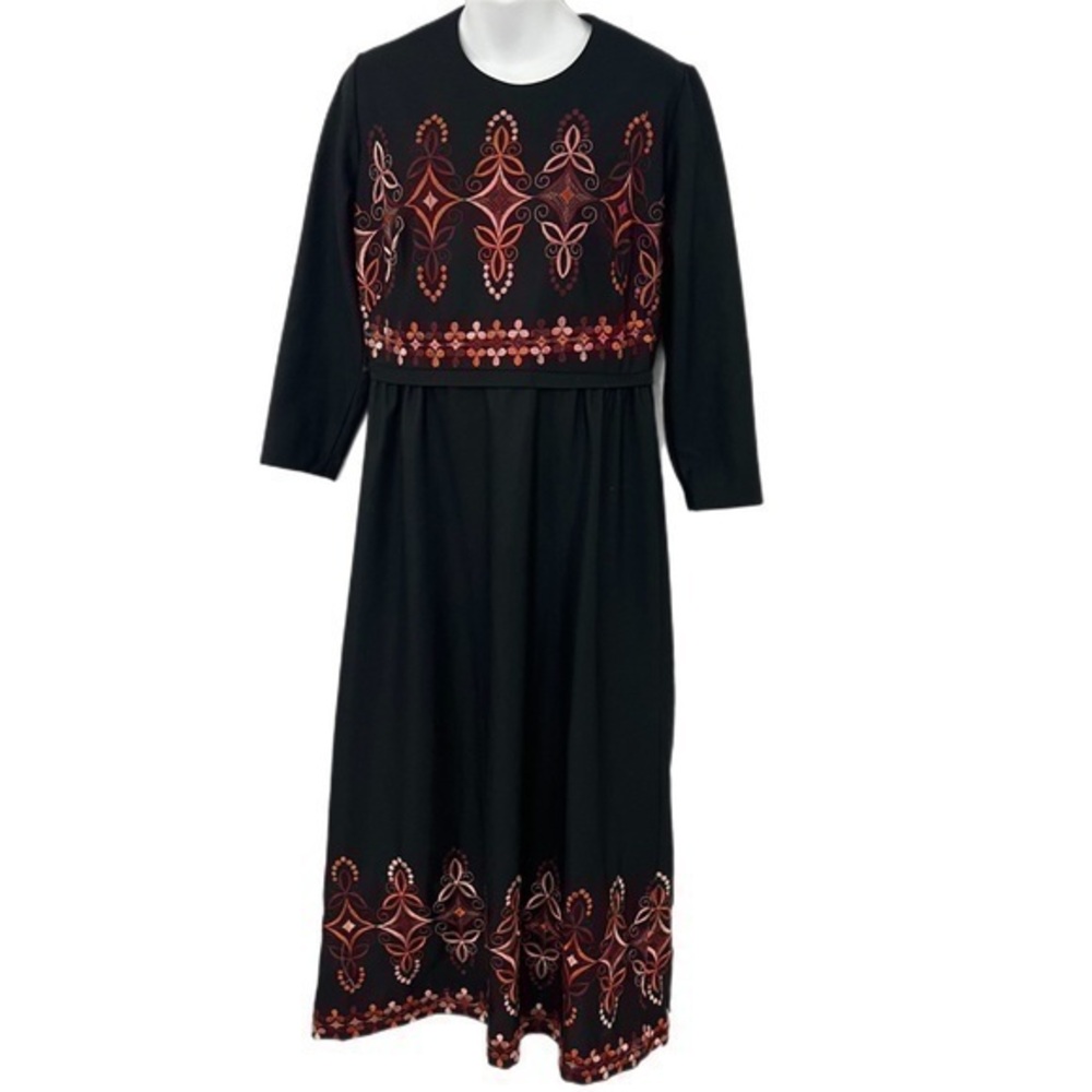 70s Vintage Moroccan Styled Black and Pink Dress